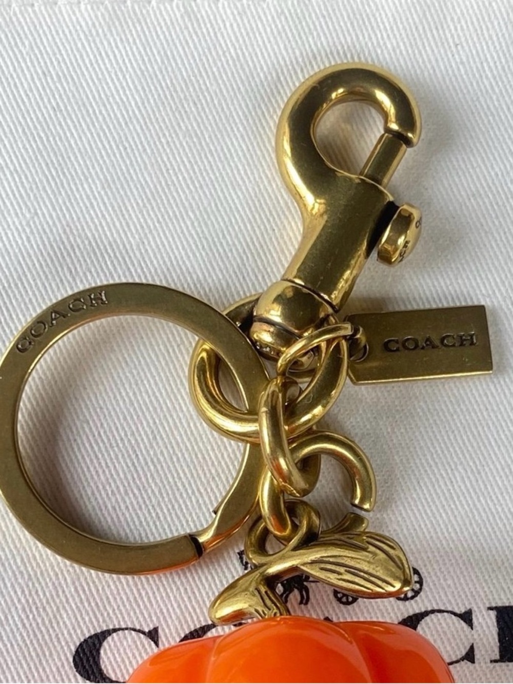 Coach Orange Pumpkin Charm ( keychain) with Gold Hardware - Picture 8 of 8